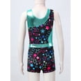 thumbnail image 4 of CHICTRY Kids Girls 2Pcs Gym Sports Yoga Suit Colorful Prints Sleeveless Leotard with Shorts Dance Outfit Starry Black 8, 4 of 7