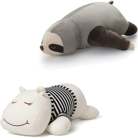 yayagoli 18" Sloth Plush Stuffed Animal and 16" Baby Hippo Stuffed