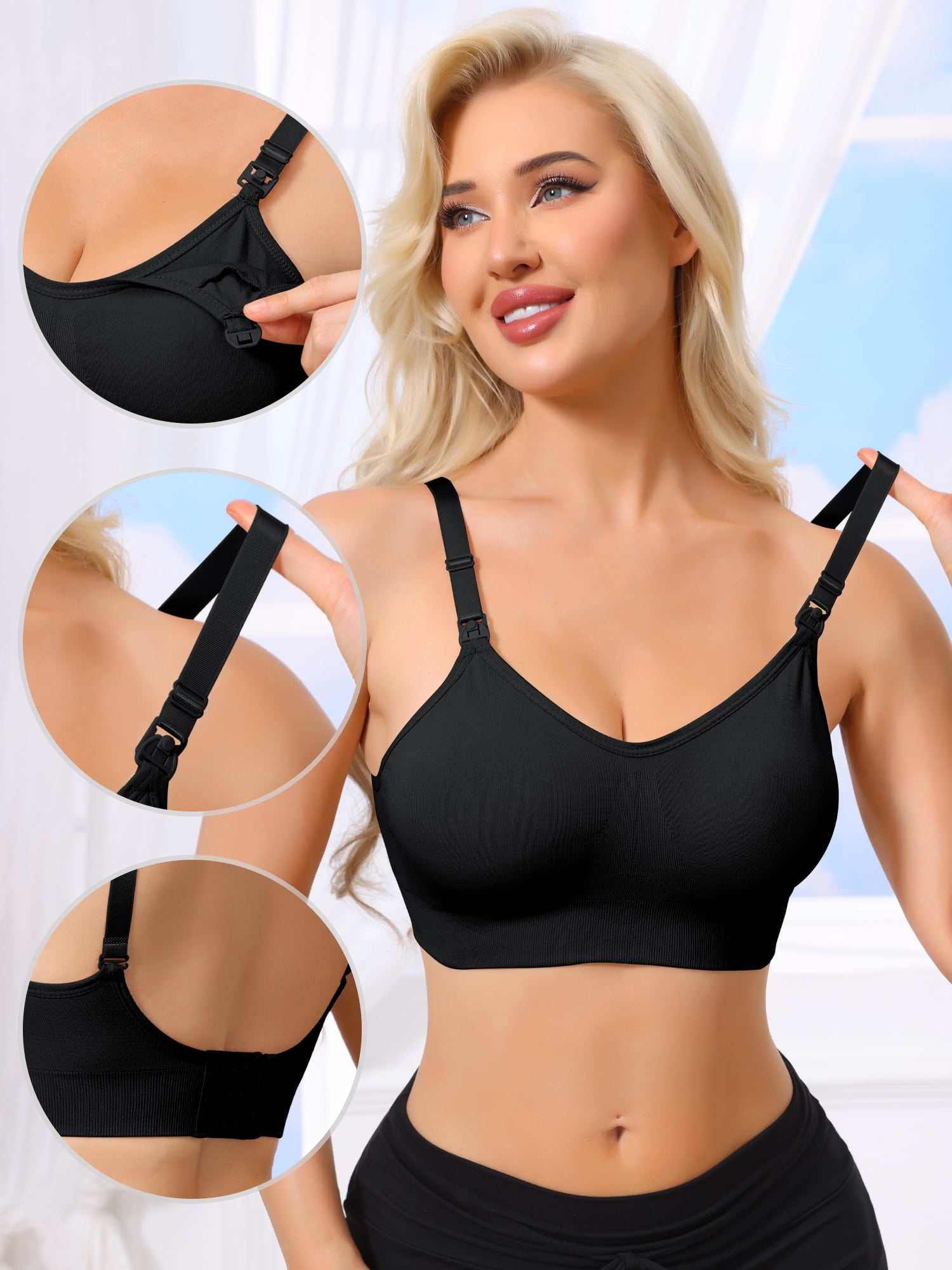 DARING DIVA Women's Maternity Full Coverage Adjustable Nursing Bra XX-Large Black