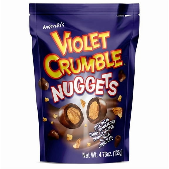 Violet Crumble Nuggets Candy 2-Pack (4.76 oz Each) Crunchy Honeycomb Chocolate Bites