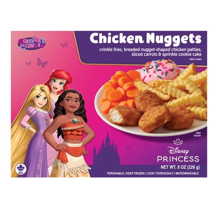 Comfort Cravers Disney Princess Chicken Nuggets with Crinkle Fries, Baby Carrots, and Sprinkle Cookie Cake, 8 oz (Frozen)