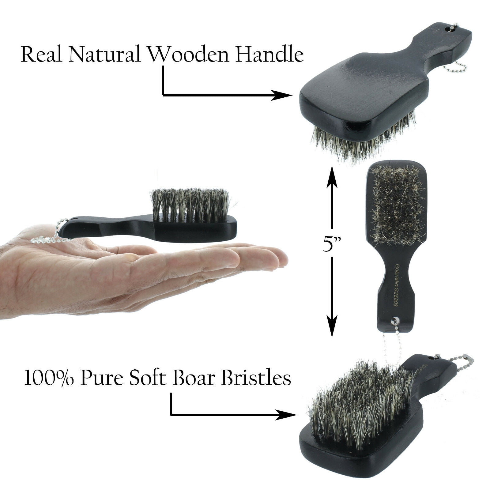 Mini Club Brush With 100 Pure Soft Boar Bristles and Wooden Handle 5