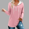 thumbnail image 3 of Scyoekwg Womens Zip Up Hoodies Solid Color Long Sleeve Drawstring Hooded Tunic Sweatshirts Casual Comfy Pullover Tops (Pink,S), 3 of 6
