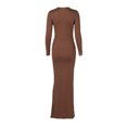 thumbnail image 6 of DHFJKG Dresses For Women Slim Fit Crewneck Long Sleeve Solid Color Maxi Dress Party Club Teacher Casual Office Versatile Dresses, 6 of 8