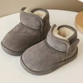 thumbnail image 4 of Tisuna Toddler Girls Snow Boots Solid Color Anti Slip Pull On Ankle Booties Thermal Warm Winter Kids Short Boots Grey Size 4.5-5 Years, 4 of 6