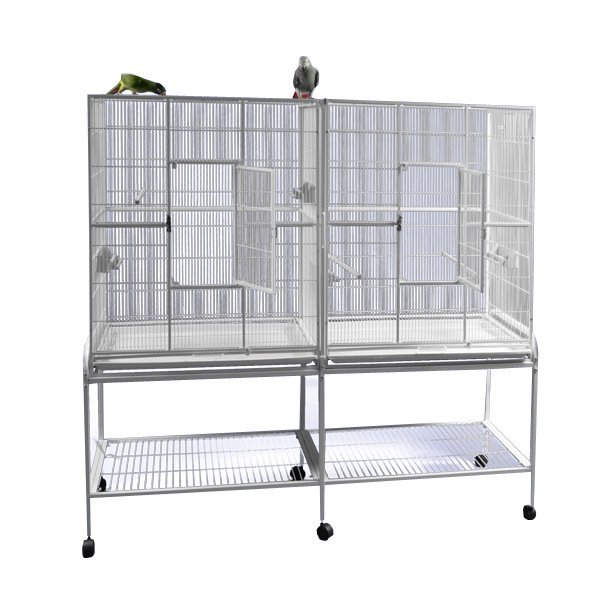 A and E Cage Co. Double Flight CagePureWhite