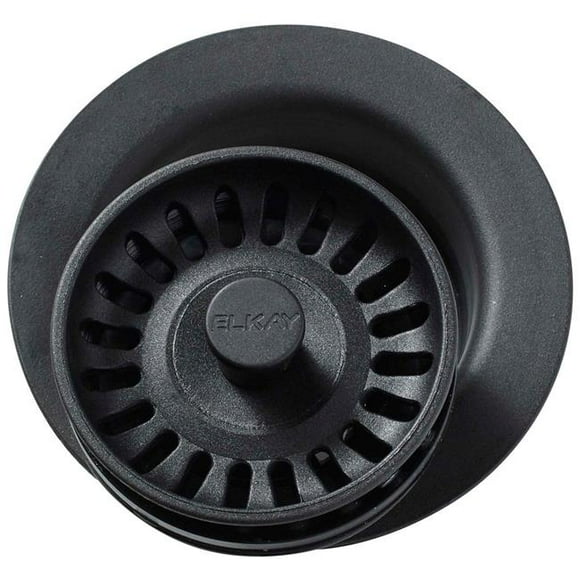 Elkay LKQD35BK 3.5 in. Polymer Disposer Flange with Removable Basket Strainer & Rubber Stopper - Black