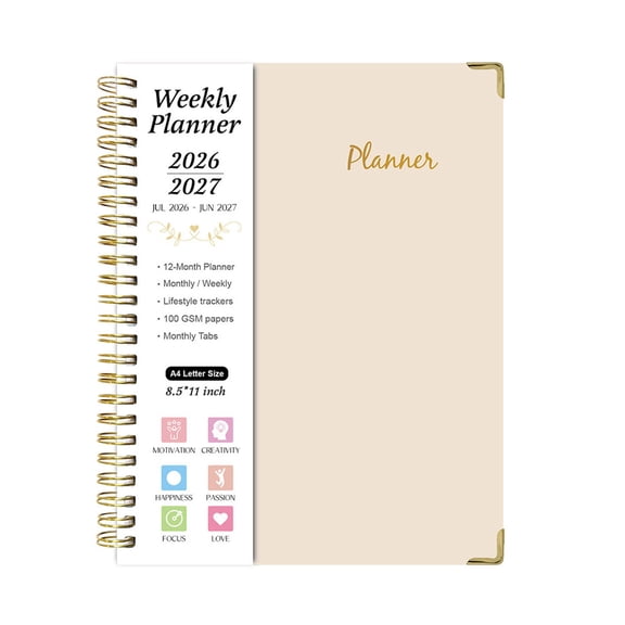 XIANXIAN Academic Planner 2026-2027, 18 Months Weekly and Monthly Hardcover Planner, July 2026 - December 2027, 8.5" x 11" A4 Large Daily Calendar Planner Book with Tabs, Wirebound