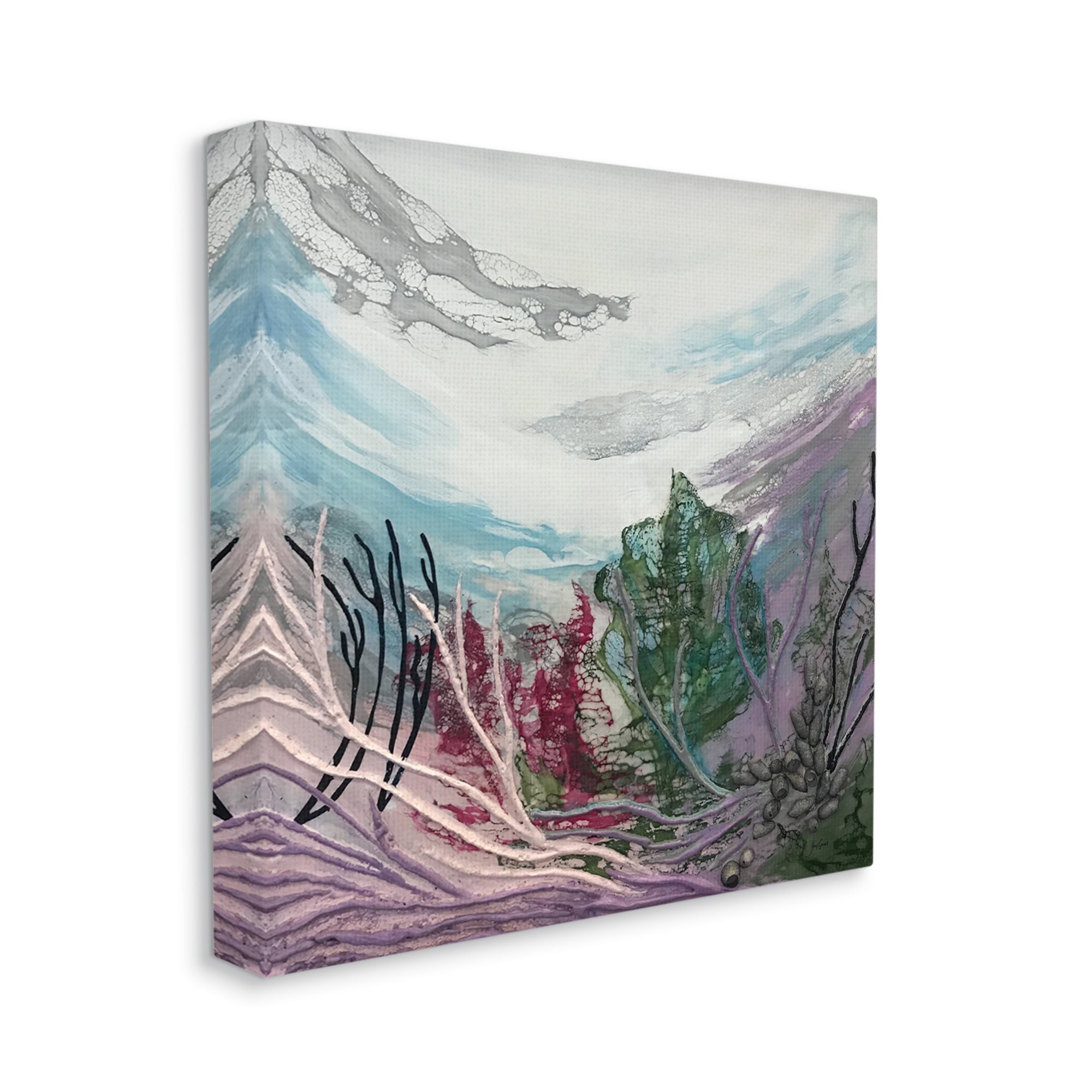 Stupell Industries Abstract Underwater Landscape Scene Floating Coral Plants Painting Gallery Wrapped Canvas Print Wall Art, Design by Stacy Gresell