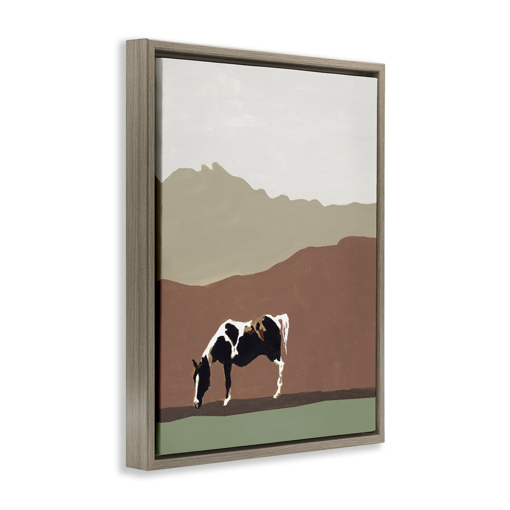 Stupell Industries Modern Mountains Horse Brown Framed Floater Canvas Wall Art, design by Patricia Pinto