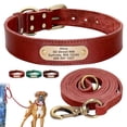 thumbnail image 2 of Custom Leather Dog Collar Leash Set Personalized Pet Collar Leash Free Engraved Nameplate For Small Medium Large Dogs qym unisex, 2 of 2