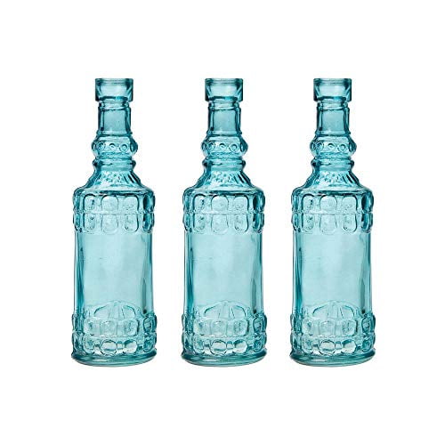 Set of 4 Small Clear Glass Bottles Vintage Potion Bud Vase Wedding Table Decor 