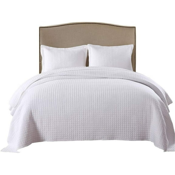 Bilot 3 Piece 100% White Cotton Quilt Set Lightweight, White Cotton Bedspread (King)