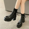 thumbnail image 4 of Bnwani Boots for Women Fashion Thick Strap Versatile Casual Boot Black Size 5.5, 4 of 9