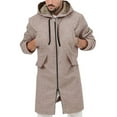 thumbnail image 5 of Xzbqbs Mens Trench Coat Zip-Up Oversized Overcoat with Hood Casual Lightweight Long Jacket Claasic Fit Super Soft Jackets for Men, 5 of 8