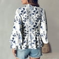 thumbnail image 4 of QQAMB Women's Blouse Lace Floral Printed Long Sleeve Top Tie Front Blouses V-Neck Lantern Shirts, 4 of 8