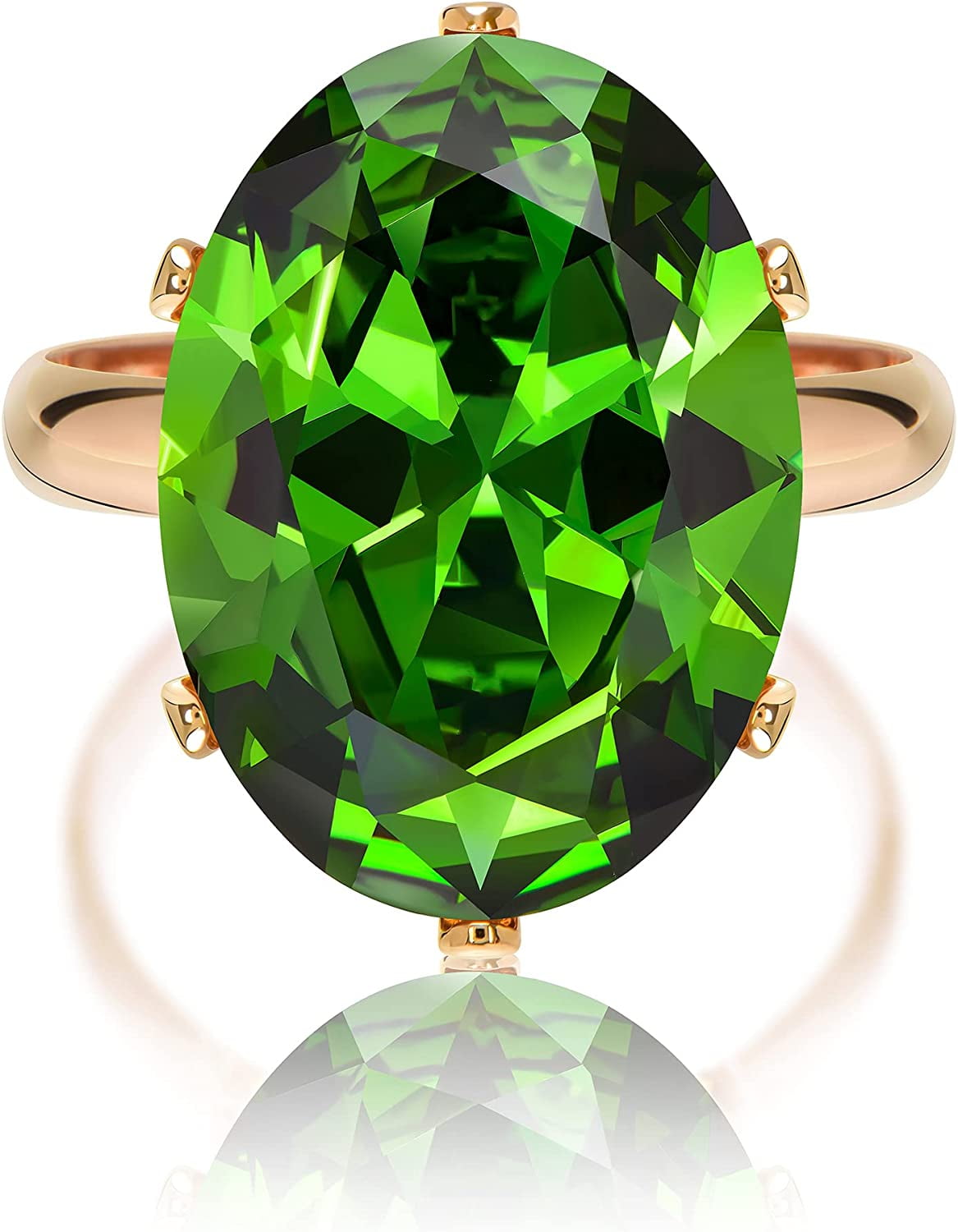 JewelersClub Peridot Ring Birthstone Jewelry – 0.50 Carat Peridot 14K Gold Plated Silver Ring Jewelry with White Diamond Accent – Gemstone Rings with Hypoallergenic 14K Gold Plated Silver Band