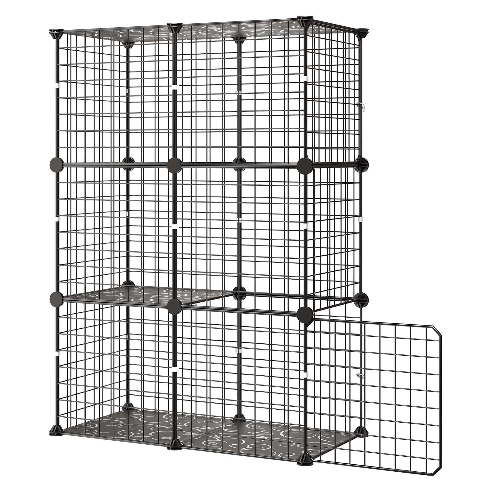 3-Tier Cat Cage 28x14x41 inch Removable Metal Wire Playpen Large Exercise Area for Cats & Small Pets Black