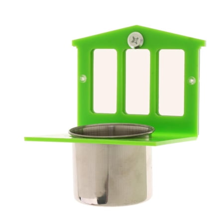 Fixable Bird Mirror + Stainless Steel Food Bowl for Budgie Parakeet Cockatiels Finch Toy