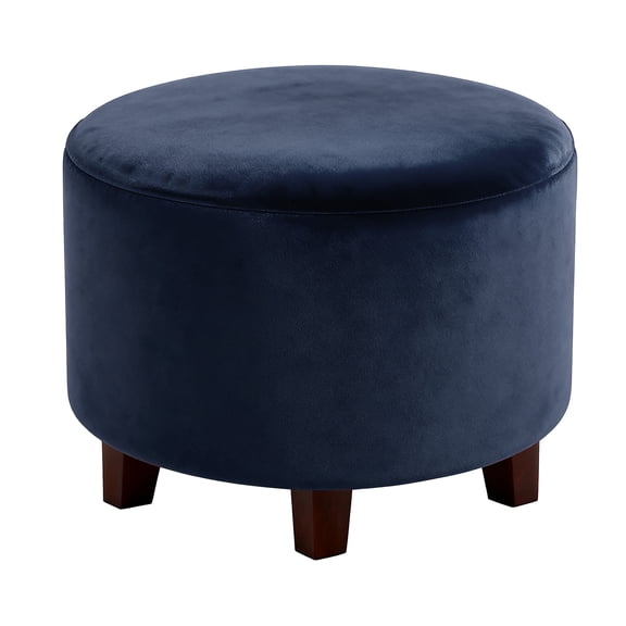 Uxcell Velvet Round Footstool Slipcover Stretch Foot Stool Protector Covers with Elastic Bottom Small Navy Blue