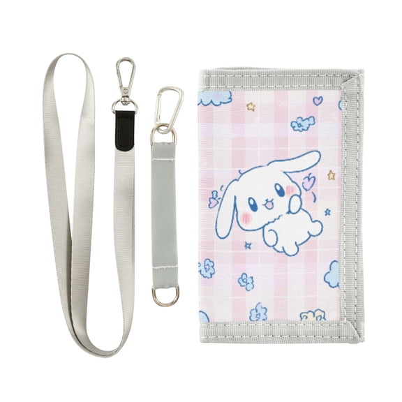 JIALIOU Nylon Trifold Card Wallet with ID Window Zipper Pocket for Men Women Teen Cinnamoroll Flying in Sky