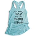 thumbnail image 1 of I Became A Nurse For The Money And The Fame Tank Top, Ladies Racerback Tank Top, Nursing Tank, Nurse Tank, Cancun, Medium, 1 of 3