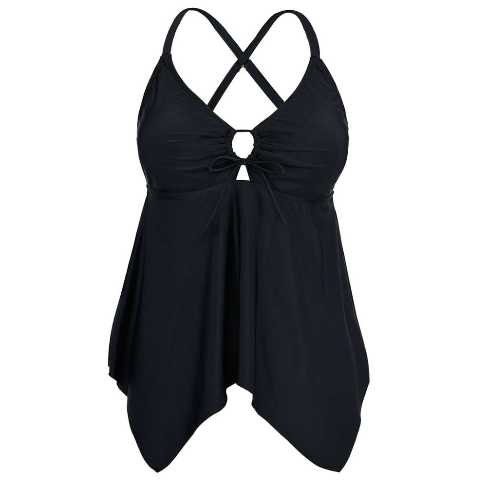 Hilor Hilor Women's V Neck Swim Tops Flowy Handkerchief Tankini Top