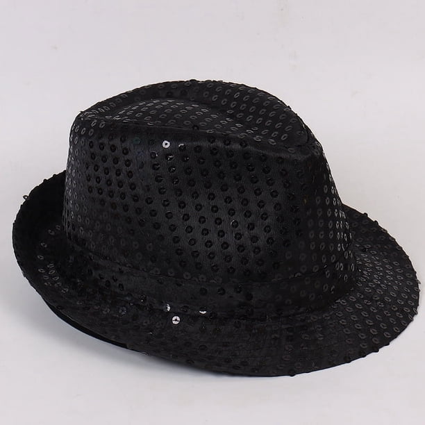 Gorra de espectáculo de magia para niños adultos, gorra de moda universal con lentejuelas plateadas, gorra de jazz, sombrero de magia de escenario