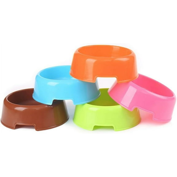 5Pcs/Set Plastic Candy Color Pet Cat Dog Puppy Rabbit Animal Practical Food Water Bowl-Random Color