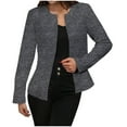 thumbnail image 5 of ZQUUVOU Women's Casual Blazer Plain Color Open Front Cardigan Long Sleeve Crew Neck Soft Business Suit Jacket Dark Gray, 5 of 5