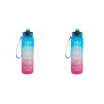 thumbnail image 4 of Greeniant Botella de agua portátil con pajita de silicona para gimnasio, máquina de tiempo de funcionamiento, taza de bebida, 32oz, adultos, hogar, Azul rosado 2piezas, 4 of 6