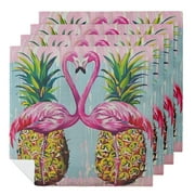 WYYP Flamingos Pineapple Kitsch Dinner Napkin for Dining Table Kitchen Daily Party Housewarming Farmhouse Decor Cloth Napkin Reusable 2 PCS