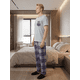 thumbnail image 4 of Pijama Hombre 2 Piezas Unitalla, Playera Suave con Bolsillo y Pantalón a Cuadros, Comodidad Total para Descanso, 4 of 5