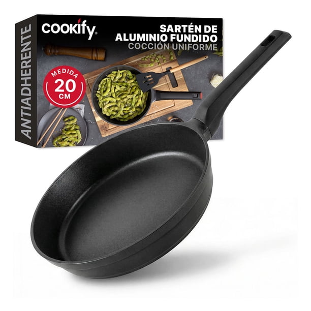 Sartén de Aluminio con Revestimiento Antiadherente, 100% Libre de PFOA Cookify (Color Negro, 20 cm)
