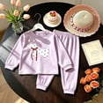thumbnail image 4 of ZXLBBD Girls' 2 Piece Pajamas Set Long Sleeve Crew Neck Top Polka Dot Animal Print Elastic Jogger Pants Kids Soft Loungewear Clothing Sets,Purple,Size 3 Y-4 Y, 4 of 4