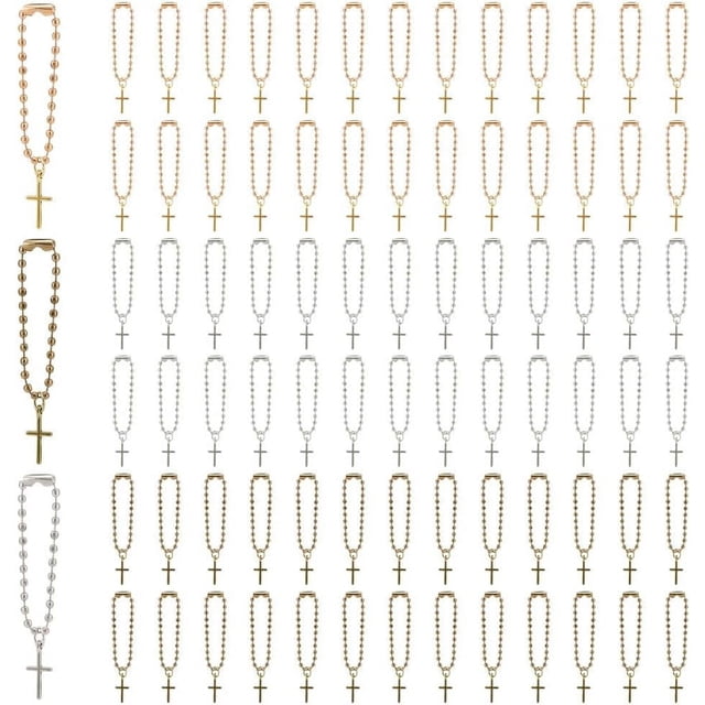 60 colgantes con cadena de bolas, 3 colores, crucifijos, mini colgantes, cuentas colgantes