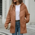thumbnail image 2 of Lovskoo Fuzzy Fleece Winter Coats for Women Casual Long Sleeve Loose Zipper Solid Color Fleece Coat Hooded Jacket Khaki, 2 of 9