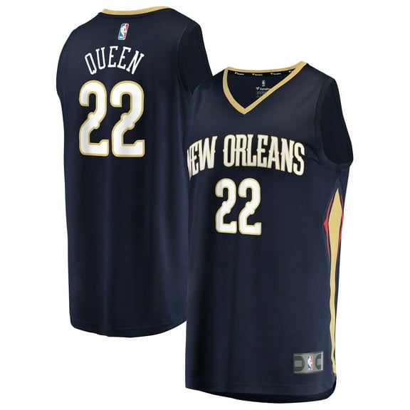 Men's Fanatics Derik Queen Navy New Orleans Pelicans Fast Break Replica Jersey - Icon Edition