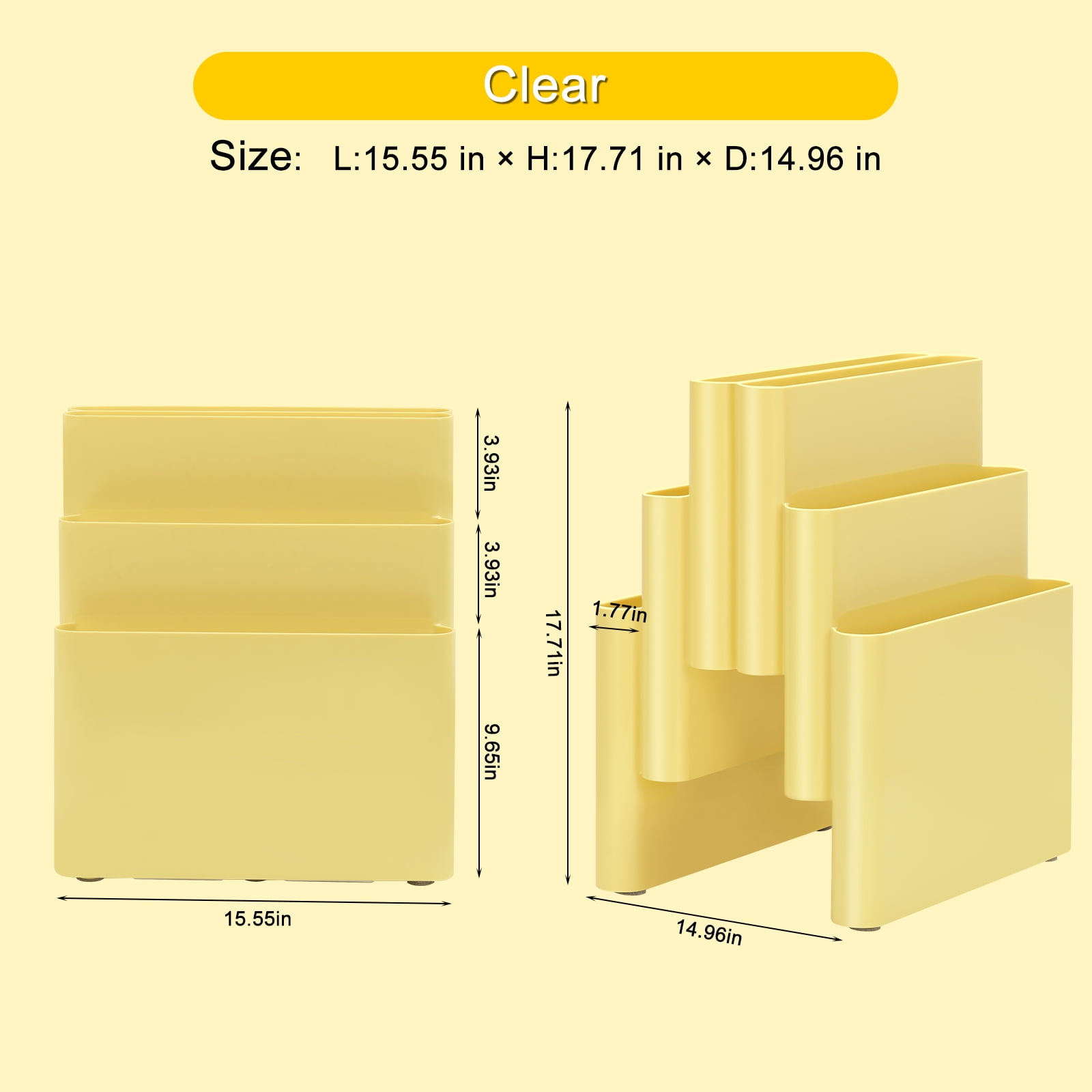 Freestanding Six Pocket Plastic Magazine Rack File Holder, Yellow
