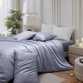 thumbnail image 2 of MooMee Duvet Cover Set Queen 600-TC 100% Extra Long-Staple Cotton Sateen Silky Smooth Luxury (Blueish Grey), 2 of 8