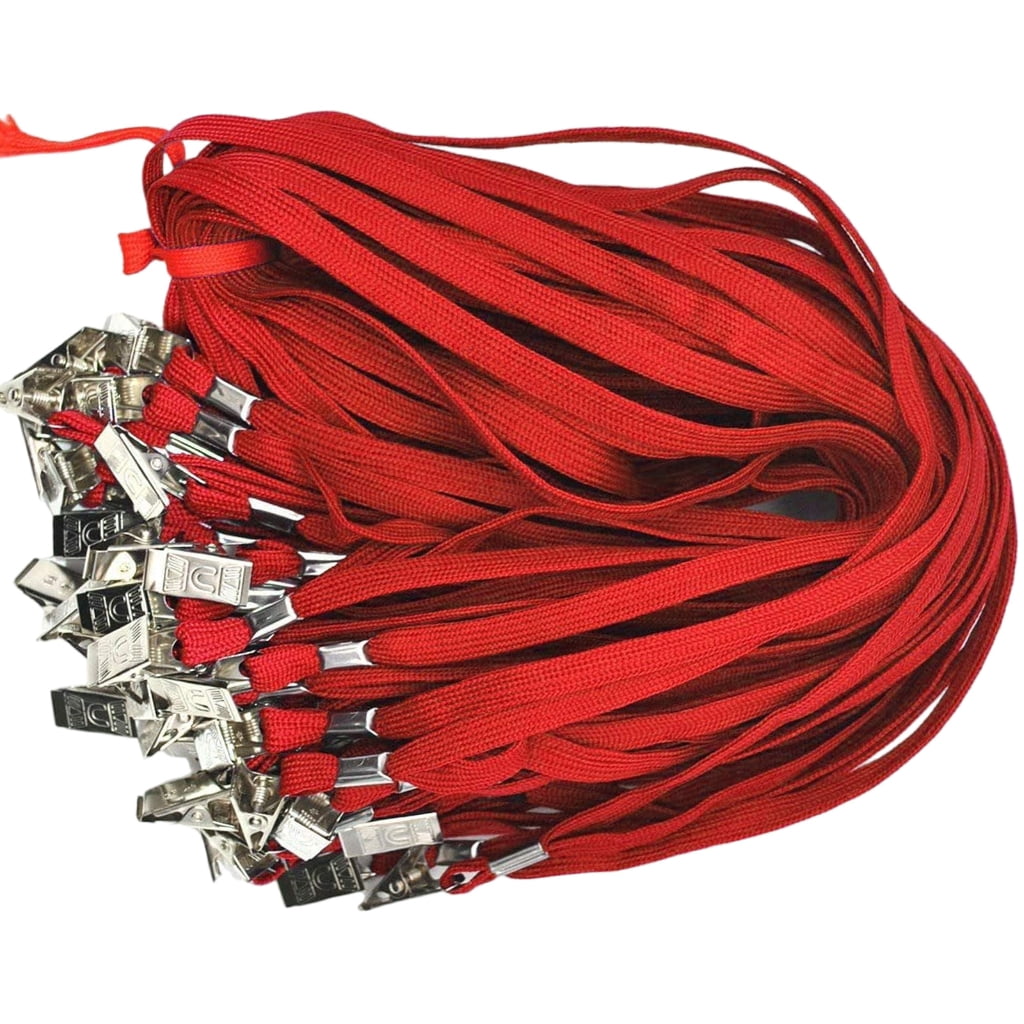 100 Pcs Flat Neck Lanyard Neck Straps Lanyard with Clip Black Lanyards for Teens