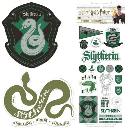 Paper House Harry Potter Slytherin Sticker Variety Pack – 3 Styles: 2 Vinyl Stickers, 21 Piece Paper Sticker Set