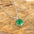 thumbnail image 5 of Dazzlelane 6.5MM Heart Shape Simulated Green Emerald 3-Prong Set Classic Solitaire Pendant Necklace Along With 18" Chain In 14k White Gold Plated Gift For Women, 5 of 5