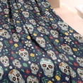 thumbnail image 3 of Navy Floral Skull Pattern Blanket,Comfortable Soft Flannel Throw Blanket,All Season,Warm Lightweight Blankets for Sofa Bed Couch Living Room Chair,40"x50", 3 of 4