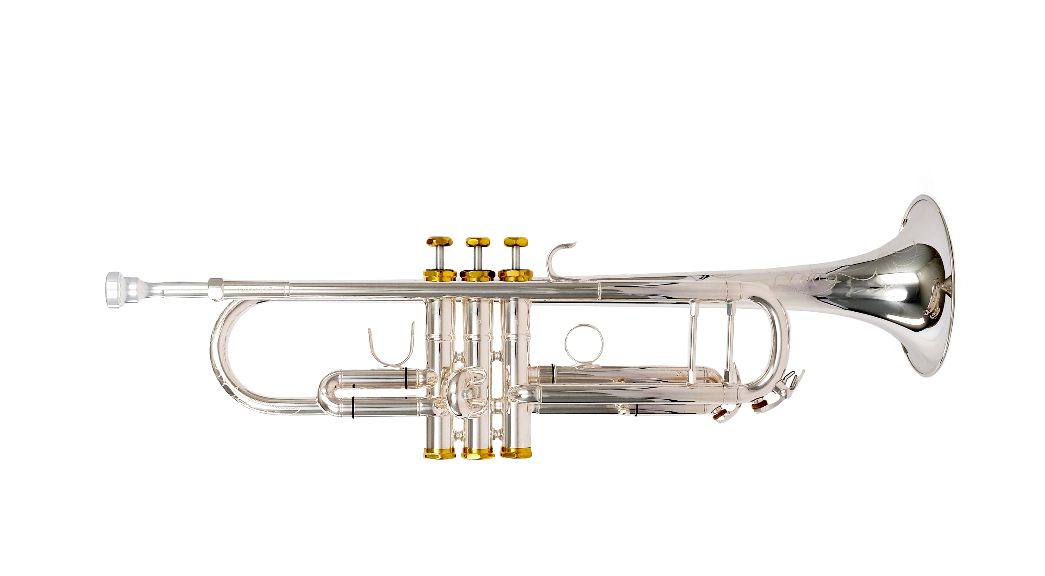 DTR-800SG Trumpet, silver plated finish, gold plated valve caps,Hexagonal shaped valve caps Bb, with case and mouthpiece