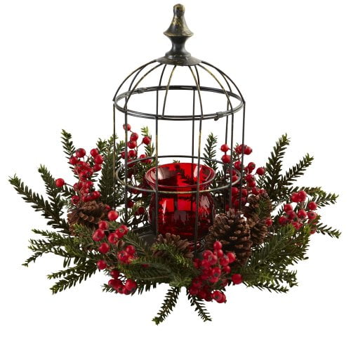 Nearly Natural 4814 Pin Birdhouse Candélabre Rouge/vert/noir