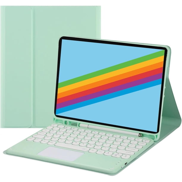 Funda con teclado táctil para iPad de 9.ª/8.ª/7.ª generación (2021/2020/2019) de 10,2 pulgadas, con portalápices - Teclado Bluetooth táctil magnéticamente desmontable