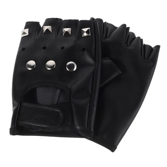 RENACLIPY 1 Pair Fingerless Gloves with Metallic Rivets, Motorcycle and Cycling Grip Gloves for Outdoor Mountain Sports
