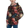 thumbnail image 2 of Fotbe Rose Flowers Pattern Youth Pullover Hooded Sweatshirt, Boys Hoodie, Kangaroo Pocket Hoodie for Kids Girls -Large, 2 of 6