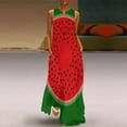 thumbnail image 2 of Watermelon Red And Bright Long Dress Female Clothing Prom Dress Dress Women Elegant Luxury, 2 of 7